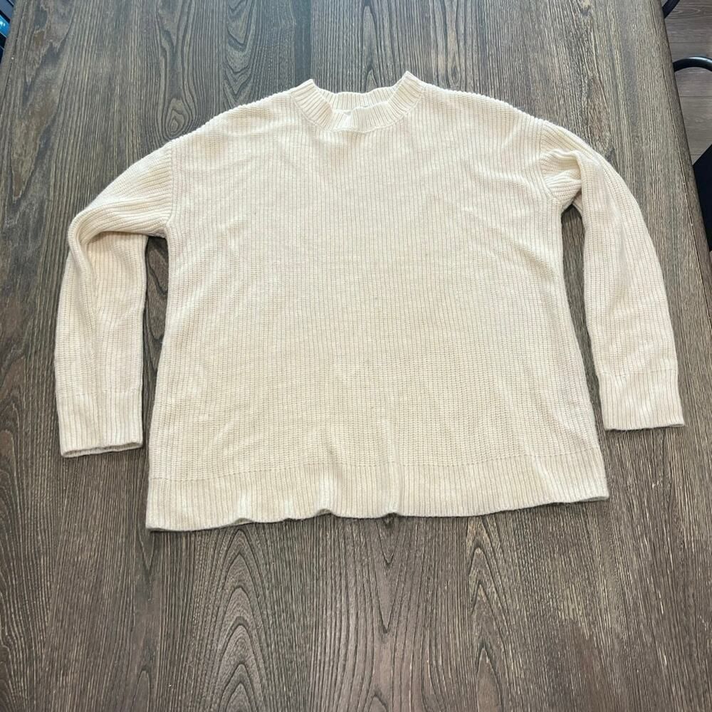 Dip Womens Ribbed Knit Sweater Crewneck Long Sleeves Acrylic Cream Size Medium